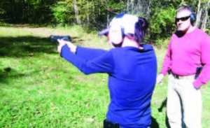 Chris Cerino, right, head of Cerino Training Group, instructs a newcomer in a beginner class for concealed carry licensees. He’s a nationally known firearms instructor and competitor who has been training law enforcement officers, military personnel and civilians for more than 11 years. He has worked in peace keeping positions at the federal, state, county and local levels for more than 20 years. You can email him at: chris@cerinotraininggroup.com; phone: 330-608-6415.