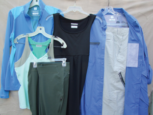 Columbia Sportswear's Back Beauty Pants, Trail Dash Tank, Freeze Degree 1/2 Zip, Armalade Dress for the ladies, and Airgill Chill Pant and Zero Long Sleeve Shirt for men