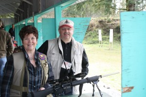 Sen. Roach and author with her AR-15 Colt rifle.