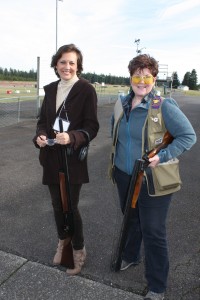 State Sen. Pam Roach (right) is shown with Republican hopeful Lynda Wilson after they shot a round of trap.