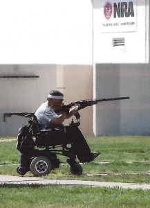 This wheelchair shooter is close to maximum yardage, which means he’s a better shot than many standing shooters. 