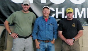 Left to right, Brock Markwell, the author, and Matt Pyle at the First Trijicon World Championship Match. 
