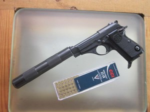 The “silenced” Beretta Model 71 and the CCI ammo.