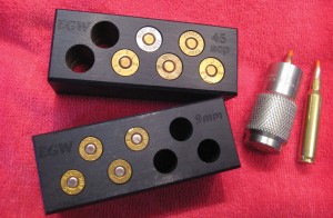 Checking the chamber fit of reloads with the EGW and Dillon Case gauges is a snap and certainly beats using a pistol barrel or cycling ammo through the gun. 