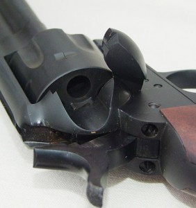 The loading gate of the Rawhide swings easily and stays open when clearing the revolver.