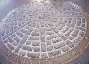 March 5, 1770 Boston Massacre Marker in front of the State House Boston. 