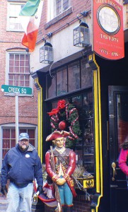 Author in front of the new Green Dragon that keeps the original tavern’s name alive.