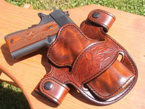This 1911 holster illustrates the attention to detail that is the hallmark of J. Bossart Custom Gunleather. 