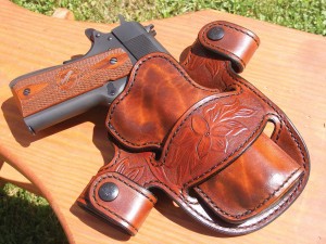This 1911 holster illustrates the attention to detail that is the hallmark of J. Bossart Custom Gunleather.
