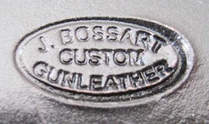 After hand finishing and inspection each J. Bossart holster receives this maker’s mark. 