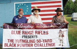 Winners of the Yuengling 50-yard Black Powder Challenge, left to right: James Fulmer, Ken Millburne, and Steve Rissler. Photo by Betty Dietz