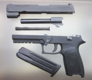 The SIG P320 field-stripped.  Easy take-down!