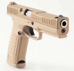 The Strike One AWP (All Weather Pistol) is a tan 9mm standard Strike One with a Cerakote Tan slide.  