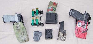 This is an array of holsters, magazines and shotshell carriers from Blade-Tech, Comp-Tac and Invictus Practical. Over the years this gear has proven to be indestructible.  