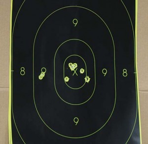 When you zero a rifle for fall, you may find your first shots off to one side or the other. Make the proper click adjustments and “walk” your rounds into the X-ring. If Workman had been shooting at a buck at 100 yards, he’d have a notched tag with this adjusted group! 