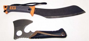 Close-up views showing the details of the Myth Hatchet and the Compact Parang; both tools will clear a trail, clear a blind or help dress your game. 