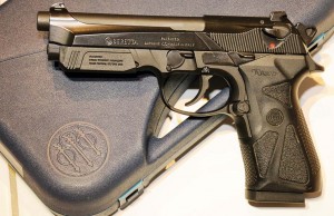 If you are looking for a fine pistol that can be easily customized to fit your needs, the Beretta 90TWO, shown here with the storage case, is a pistol to consider.