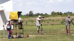 Breaking targets consistently takes concentration, as evidenced by these handicap shooters.