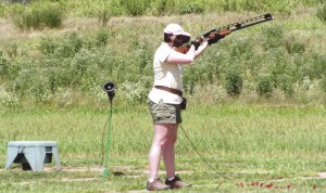 Many shooters at the 2015 Grand were noted to be shooting Unsingles with an extra high ventilated rib, as is this lady shooter.
