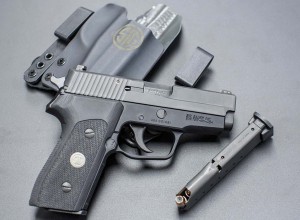 SIG’s 9mm updated P225-A1 has a thin profile that fits a smaller hand and Nitron finish on the stainless steel slide. 