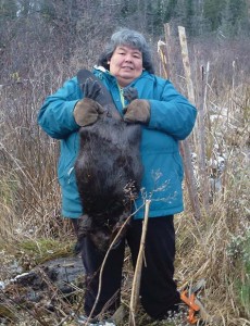 Edith Laracque with her first beaver set, but not her first beaver.