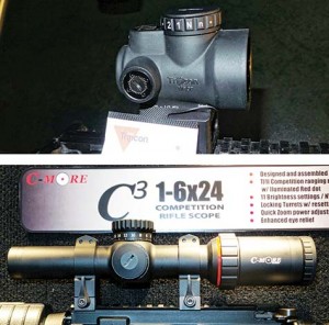 Optics, like firearms, dominate the SHOT Show. Trijicon Miniature Red Dot (top) and C-More’s Competition Optic (bottom) are bringing shooters some of the toughest and most innovative on the market.