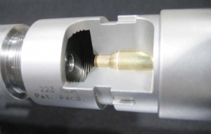 Here’s a cutaway of the barrel/chamber system from Wolf Precision. It illustrates the internal relationship of the two parts better than I can describe them. 