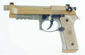 Left side of the Beretta A3, the latest in a long line of 9mm Beretta military handguns. 