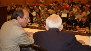 Executive Editor Joe Tartaro conferred with CCRKBA’s Alan Gottlieb at the Gun Rights Policy Conference. CCRKBA is one of the organizations that raised red flags about new gun control legislation on Capitol Hill following the Orlando terror attack. (Dave Workman photo)