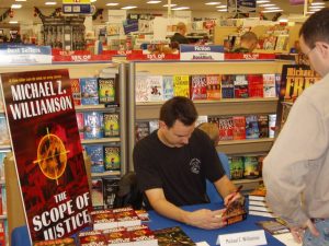 Michael Williamson at a book signing.