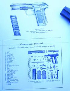 Included with the pistol is a complete copy of the original user’s manual.