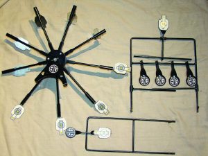 This is a good view of Sig’s reactive pellet gun “steel”; Texas Star, spinner and resettable 4 target plate rack. All will challenge you.