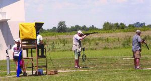Concentration is the thing, and the shooter is tracking the bird while the shooter at his right waits in anticipation of his turn. 