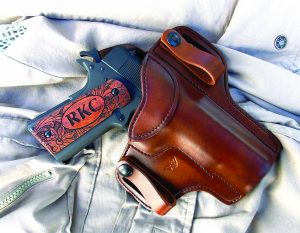 The author carries his Super .38 in a Wright Leather Works IWB holster. 