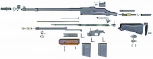 Disassembled view of the Ohio Ordnance M1918M semi-auto chambered for .30-o6 Srpngfield.