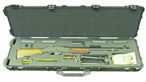 The main parts and accessories for the semi-auto BAR shown in an optional hard case. 