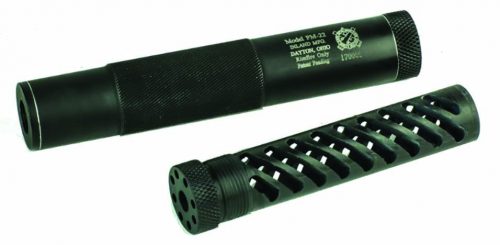 New low-cost, high efficiency Inland 22 suppressor for rimfire firearms.