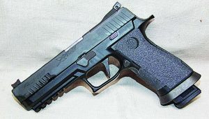 Sig’s P320 X5 ready to go with Talon Grip installed to give you a better purchase in the wettest of conditions.