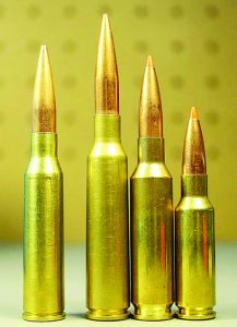 The 6.5x50 is overshadowed in popularity by the 6.5x55 Swede, 6.5 Creedmoor and 6.5 Grendel (L-R).