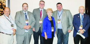 Second state legislative panelists, L to R, Paul Valone, Jim Wallace, Dick Clark, Alice Tripp, Sean Caranna and Philip Van Cleave.