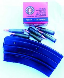 Century’s 7.62 x 39mm ammo is affordable. That’s the Ruger 20-round magazine with it.