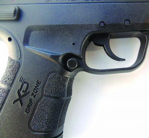 Grip treatment is ideal for adhesion when firing. The magazine release is ambidextrous.