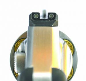 The Kimber features excellent all around combat sights.
