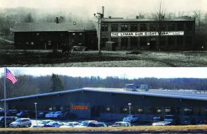 Historic early 1900s photo of the original Lyman Gun Sight Corporation factory above a recent photo of the multi-product Lyman Products Corp. in Middletoen, CT, currently celebrating 140 years in business.