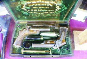 A set of Gastinne-Renette dueling pistols owned by Cletus Klein that where displayed at the Paris Fair in 1854.