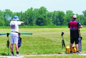 Minnesota high schoolers Woodrow Glazer, left, and Mason Milbrand, right, both shot perfect 200 scores during preliminary individual competition during the inaugural National Championships of the USA High School Clay Target League. (Photo courtesy USAHSCTL)