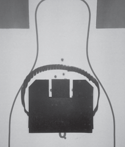 Properly aligned sights properly placed on a target maintained this group to 25 yards.