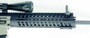 POF’s one piece forearm, the MRR-Modular Railed Receiver, you see the fluted barrel which reduces weight and aids in heat dissipation.